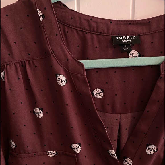 ❌SOLD❌ HARPER MAUVE PUG & DITZY DOT GEORGETTE - Picture 5 of 7